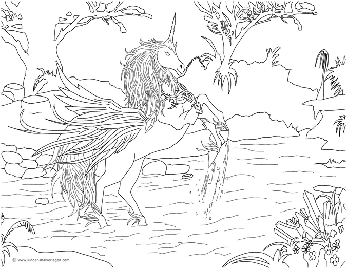 einhorn-im-wasser-malen-ausmalvorlage