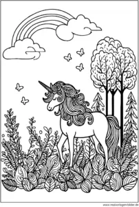 einhorn-im-zauberwald-ausmalvorlage