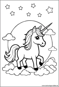 einhorn-in-den-wolken-ausmalvorlage