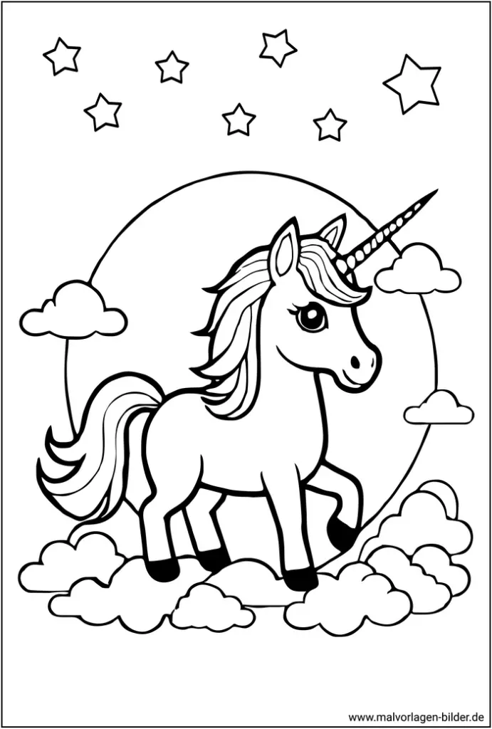 einhorn-in-den-wolken-ausmalvorlage
