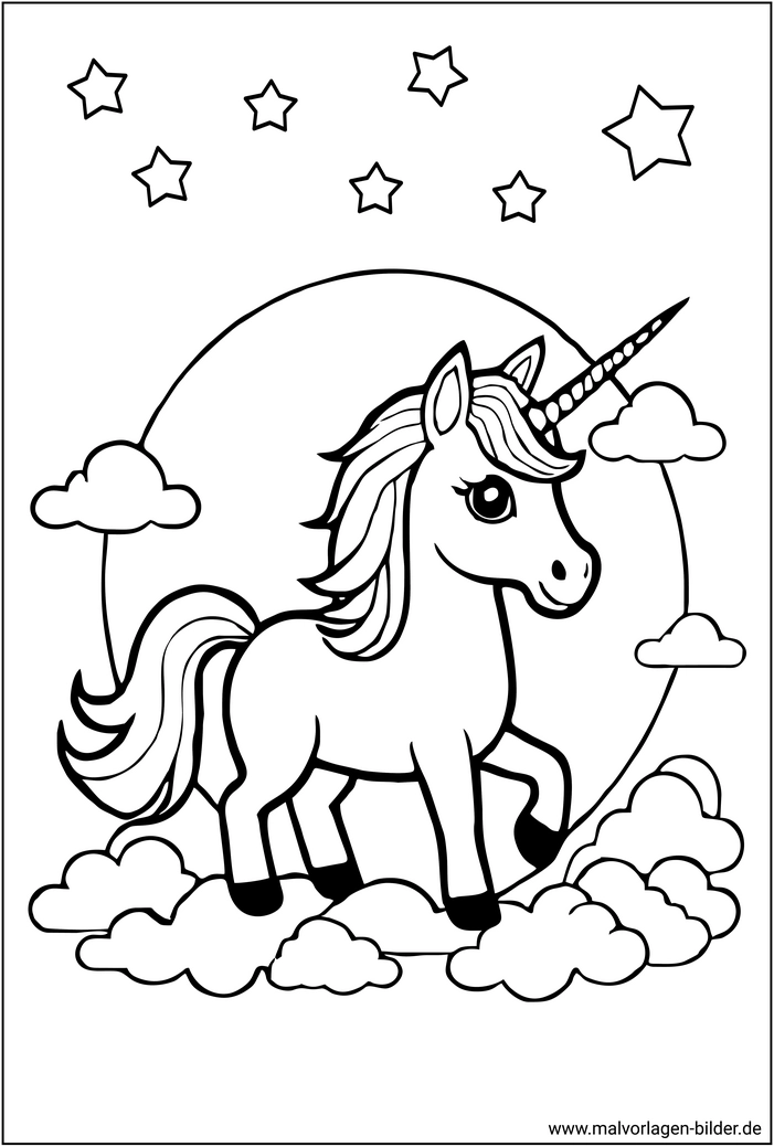 einhorn-in-den-wolken-ausmalvorlage