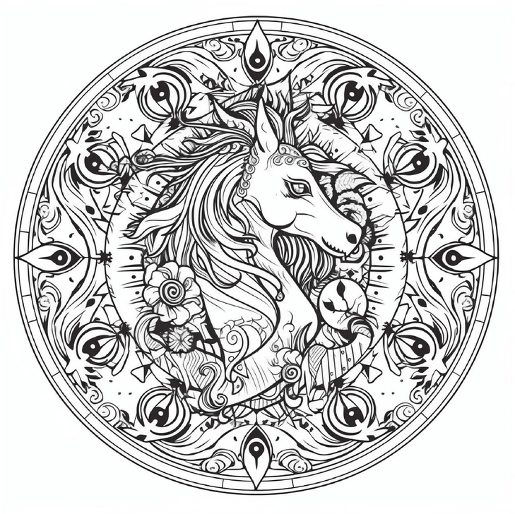 einhorn-mandala-mit-floralen-elementen