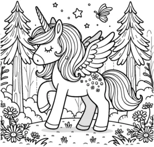 einhorn-mit-fluegeln-in-bluender-naturmalvorlage