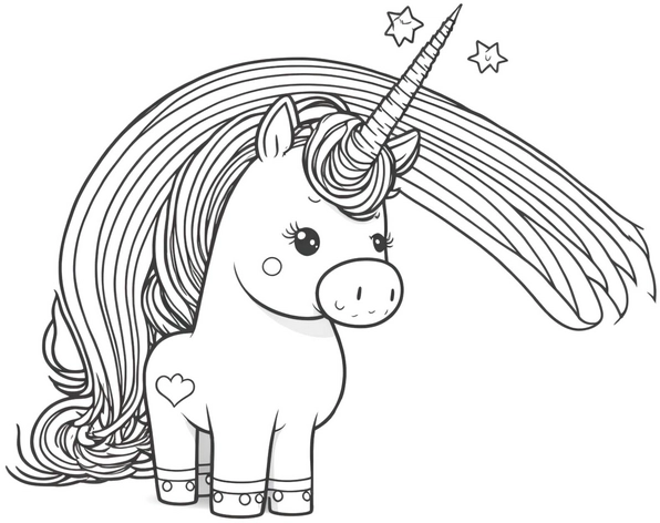 einhorn-mit-funkelndem-horn-und-maehen-malvorlage