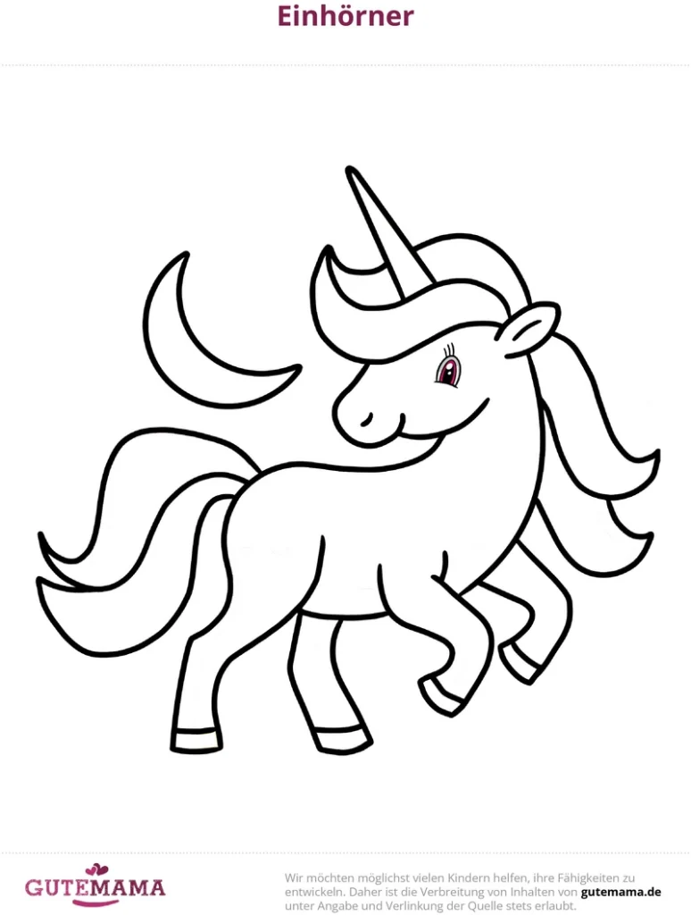 einhorn-mit-mond-malvorlage