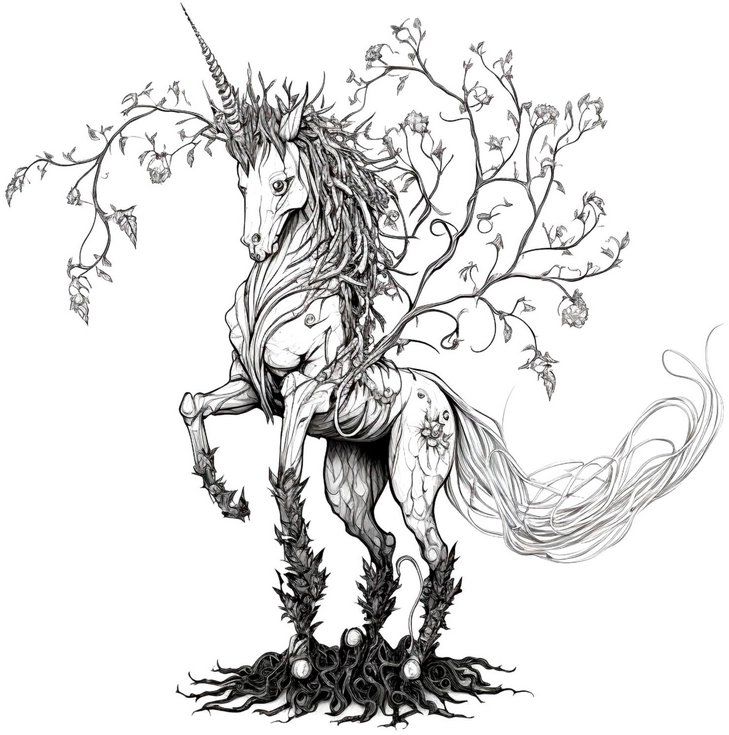 einhorn-mit-pflanzenmuster-ausmalvorlage