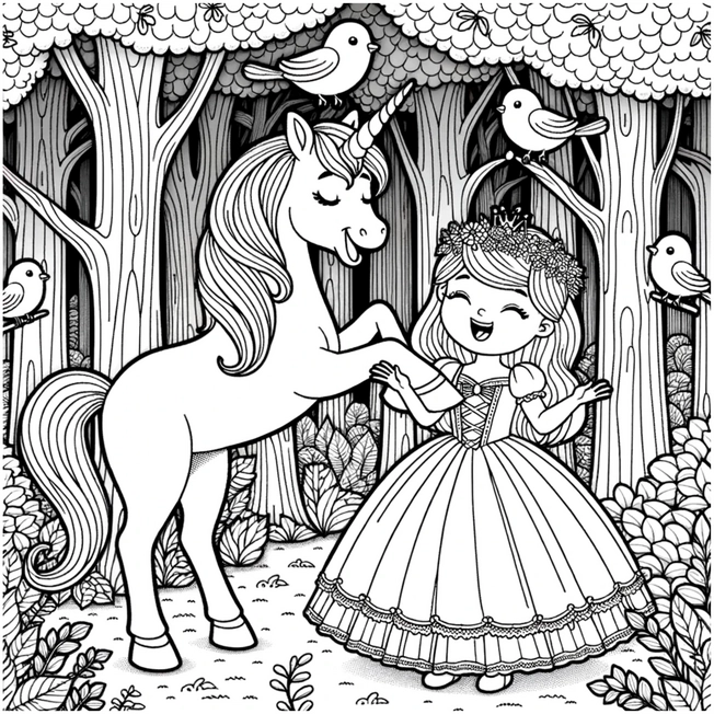 einhorn-mit-prinzessin-im-maerchenwald