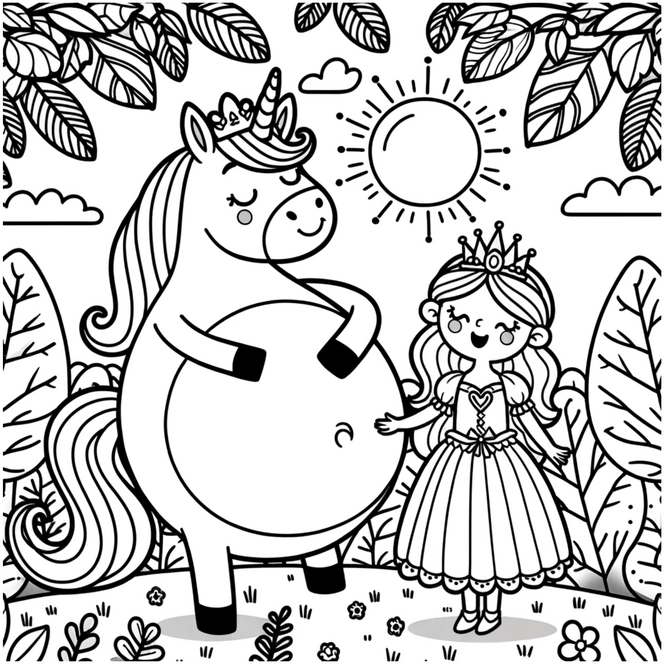 einhorn-prinzessin-kreative-malvorlage