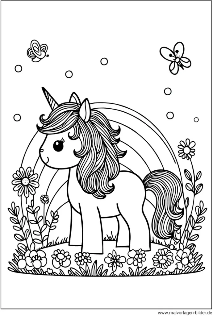 einhorn-regenbogen-blumen-malen