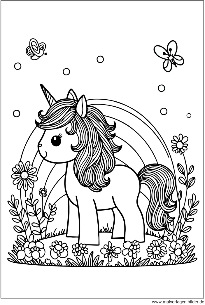 einhorn-regenbogen-blumen-malen