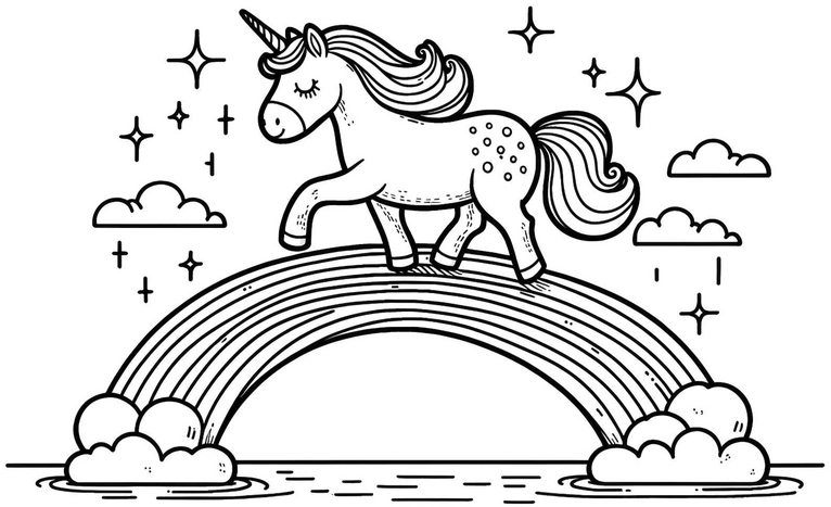 einhorn-regenbogen-malvorlage