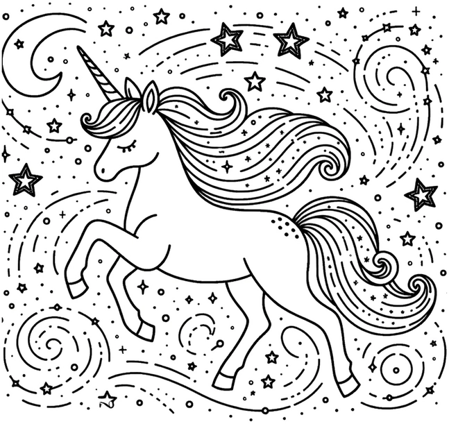 einmalvorlage-einhorn-mit-sternen-und-mond