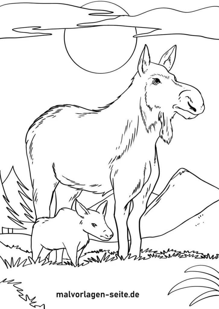 elch-mit-kalb-in-berglandschaft