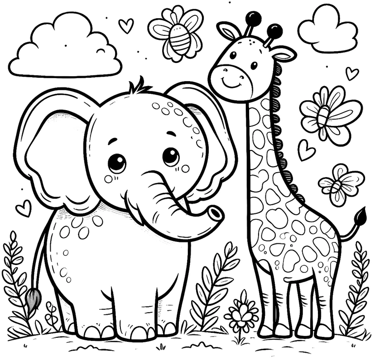 elefant-giraffe-ausmalvorlage-fuer-kinder