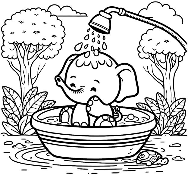 elefant-im-bad-ausmalvorlage