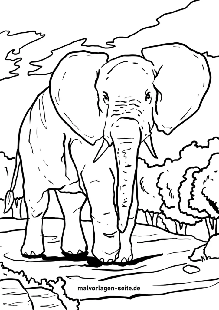 elefant-in-der-natur-ausmalen