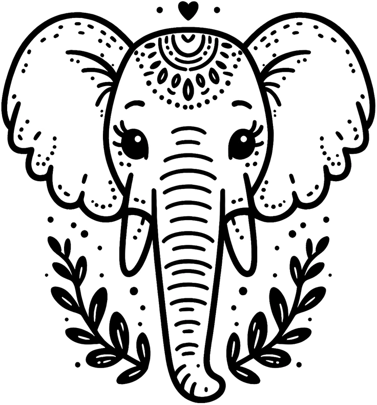 elefant-mit-pflanzenmotiven-ausmalvorlage