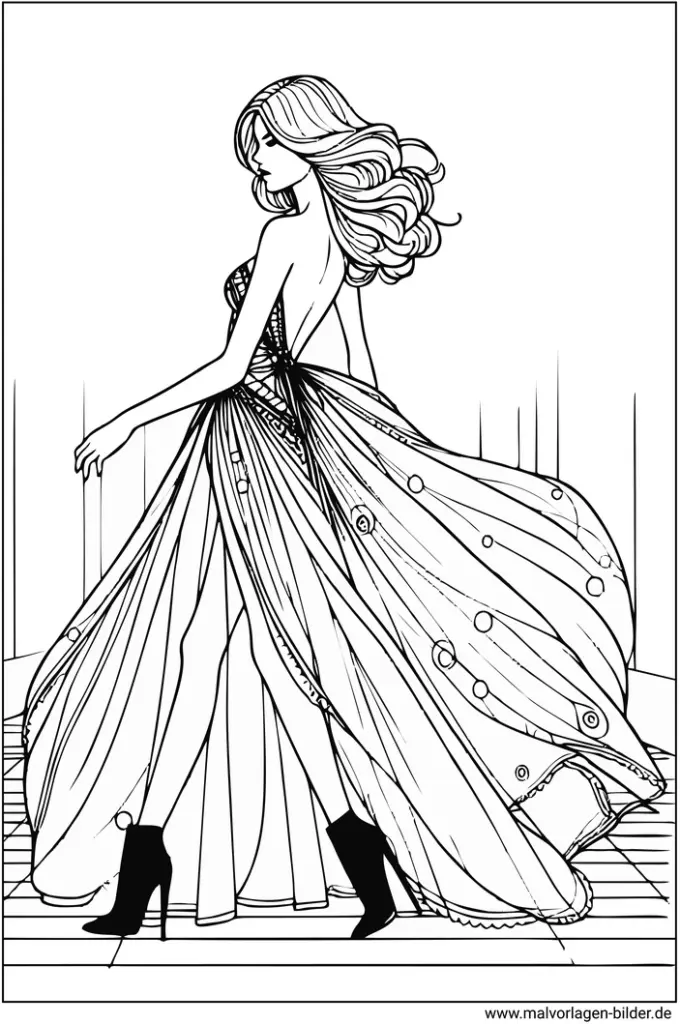 elegante-figur-im-modischen-kleid-ausmalbild