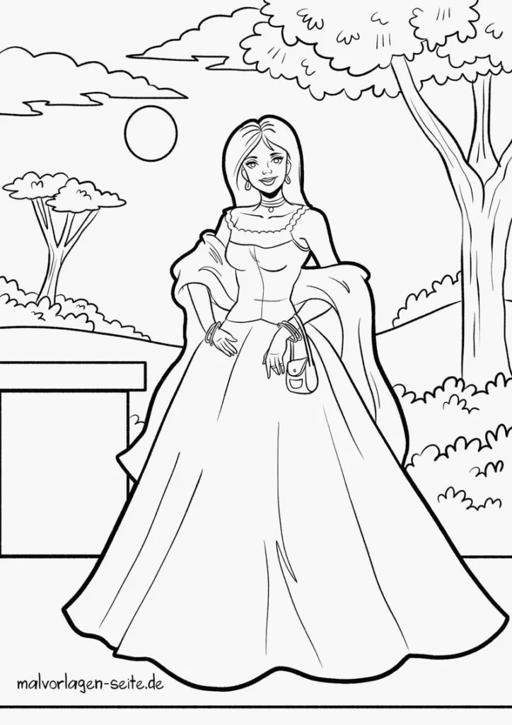 elegante-frau-in-kleid-mit-natur-hintergrund