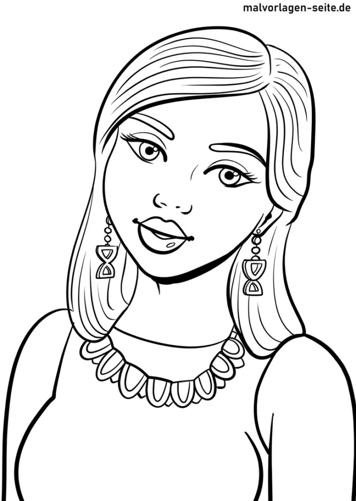 elegante-frau-mit-schmuck-ausmalvorlage