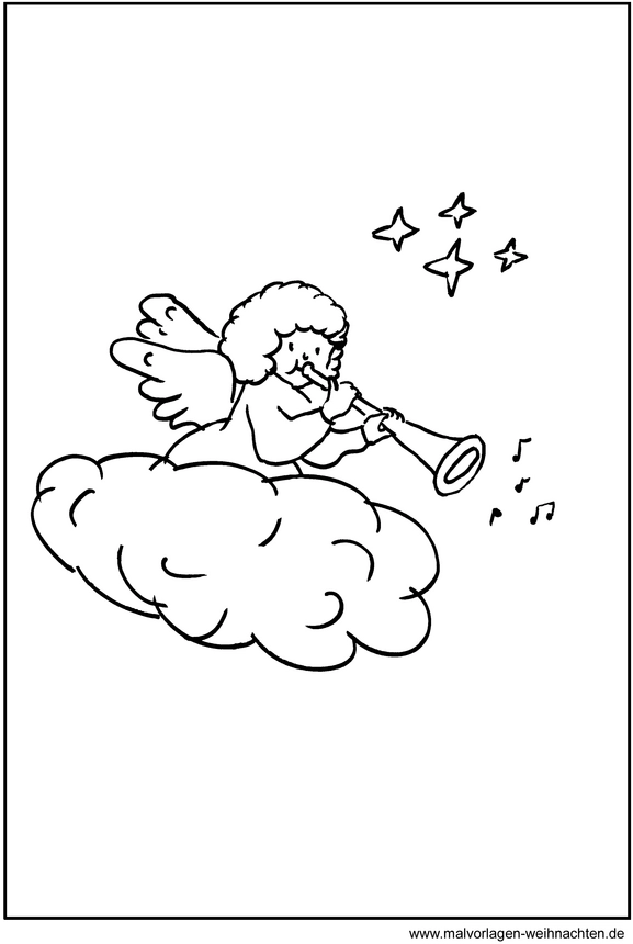 engel-auf-wolke-mit-trompete-und-sternen