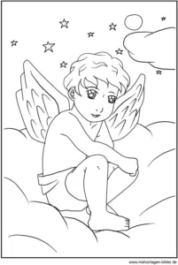 engel-in-den-wolken-ausmalvorlage