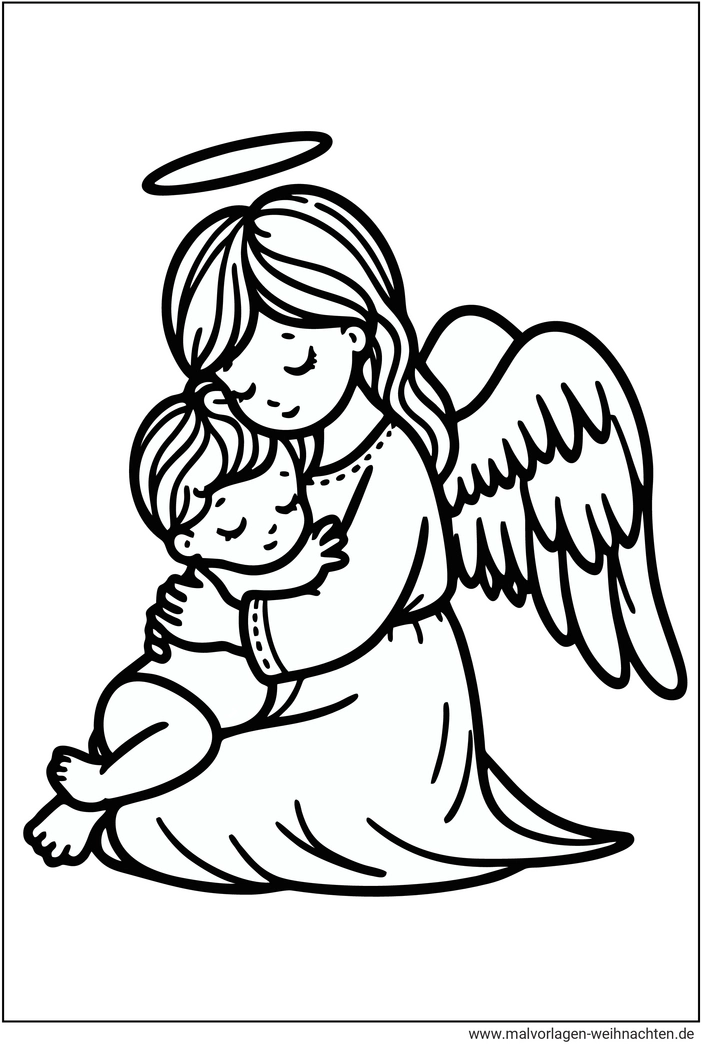 engel-mit-baby-malvorlage