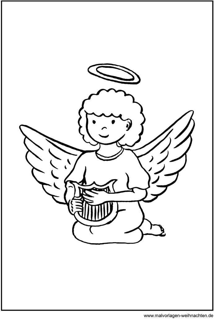 engel-mit-harfe-ausmalbild