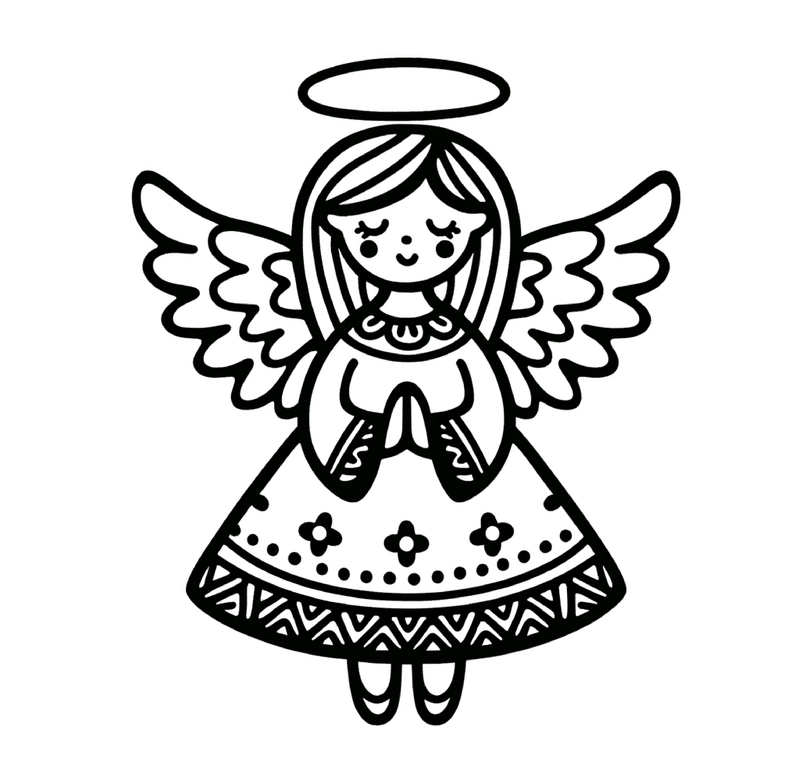 engel-mit-heiligenschein-und-fluegel-malvorlage