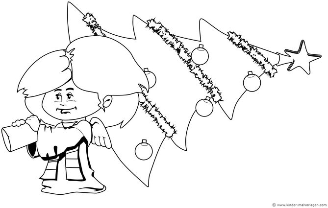 engel-mit-weihnachtsbaum-ausmalvorlage