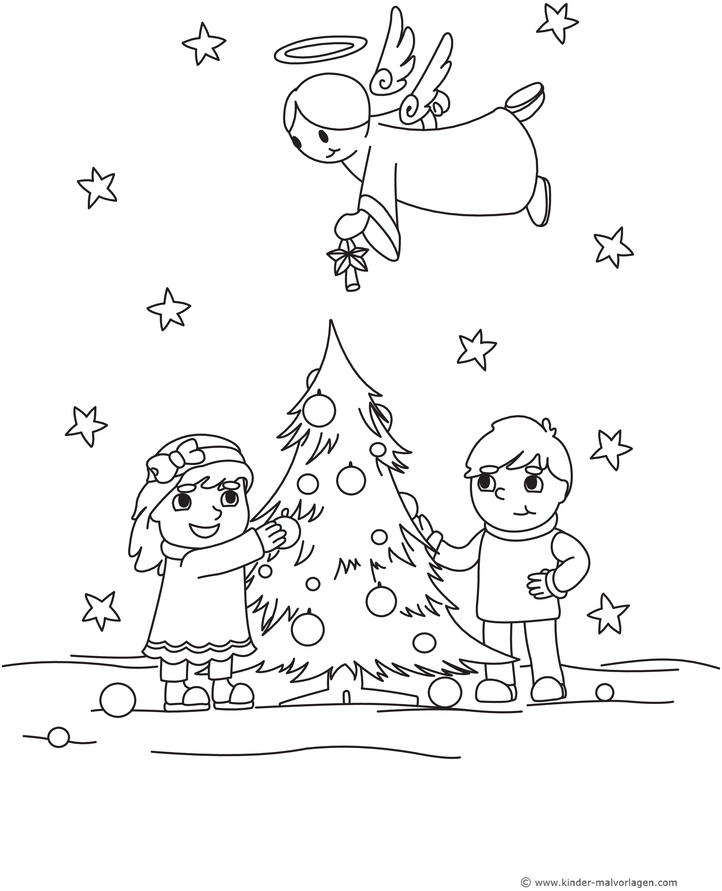 engel-und-tannenbaum-festliche-malvorlage