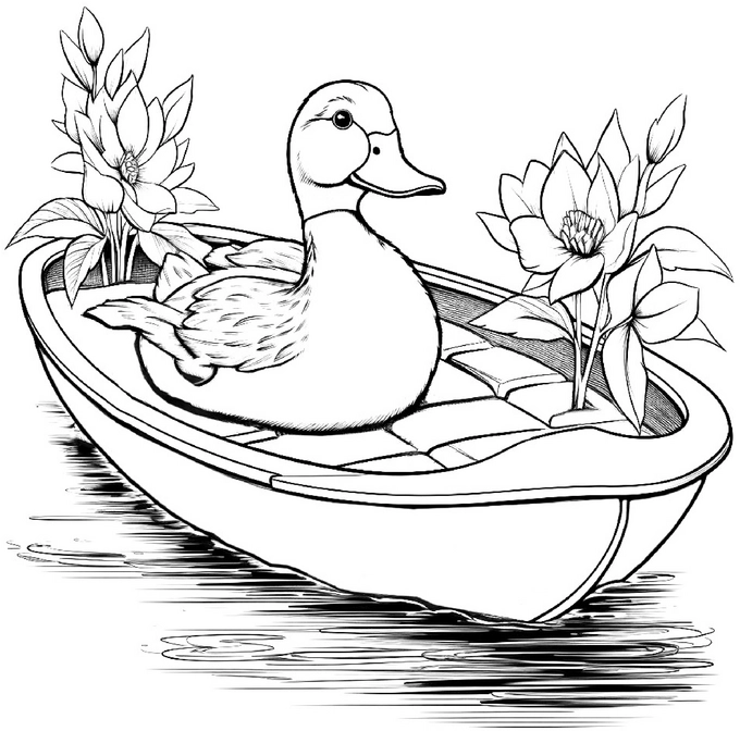 ente-im-boot-mit-blumen-malen