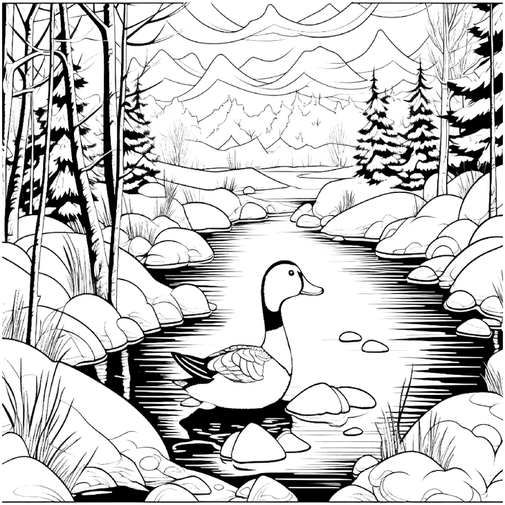 ente-in-der-natur-ausmalvorlage