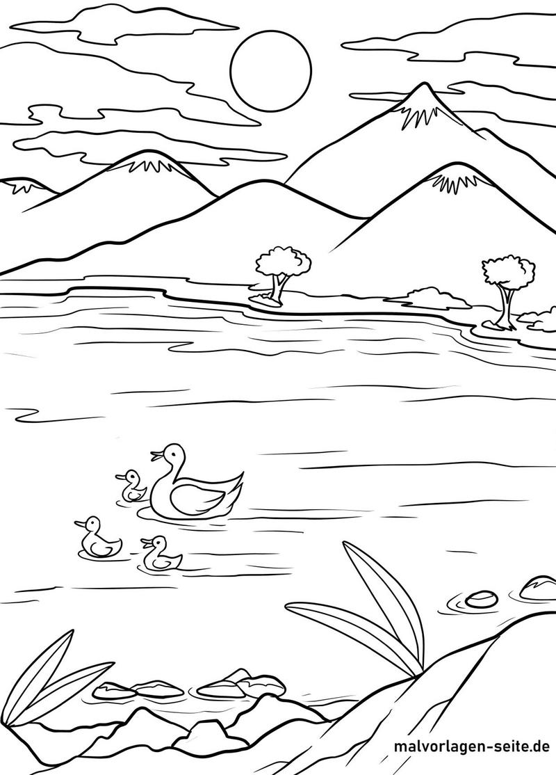 entenfamilie-am-teich-natur-ausmalvorlage