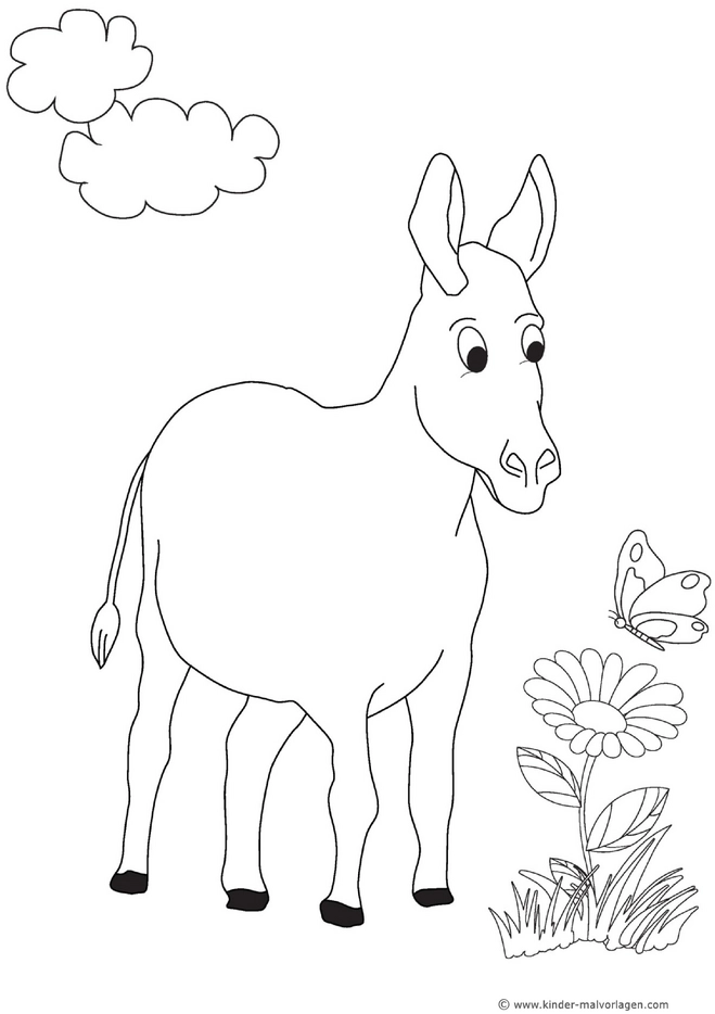 esel-blume-schmetterling-ausmalen