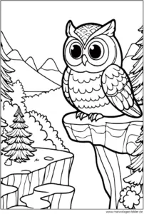 eule-in-der-natur-ausmalvorlage