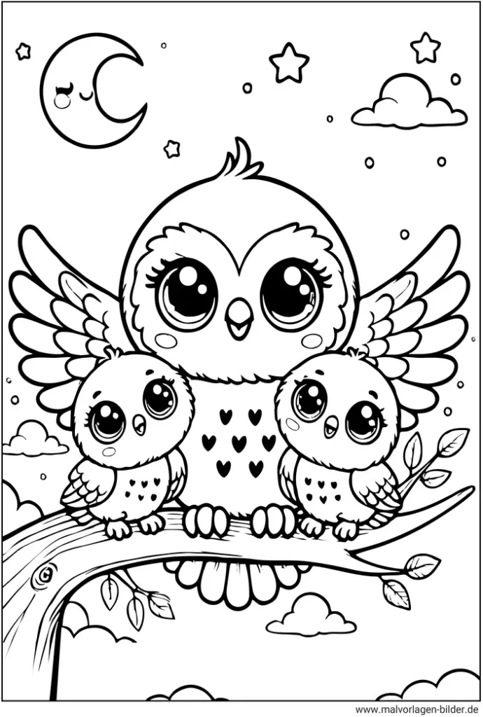 eule-mit-babys-zum-ausmalen