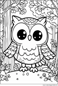eule-wald-ausmalbild-vorlage