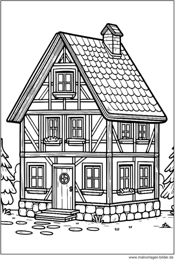 fachwerkhaus-ausmalvorlage-kreativ-gestalten