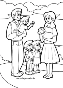 familie-mit-kindern-ausmalvorlage