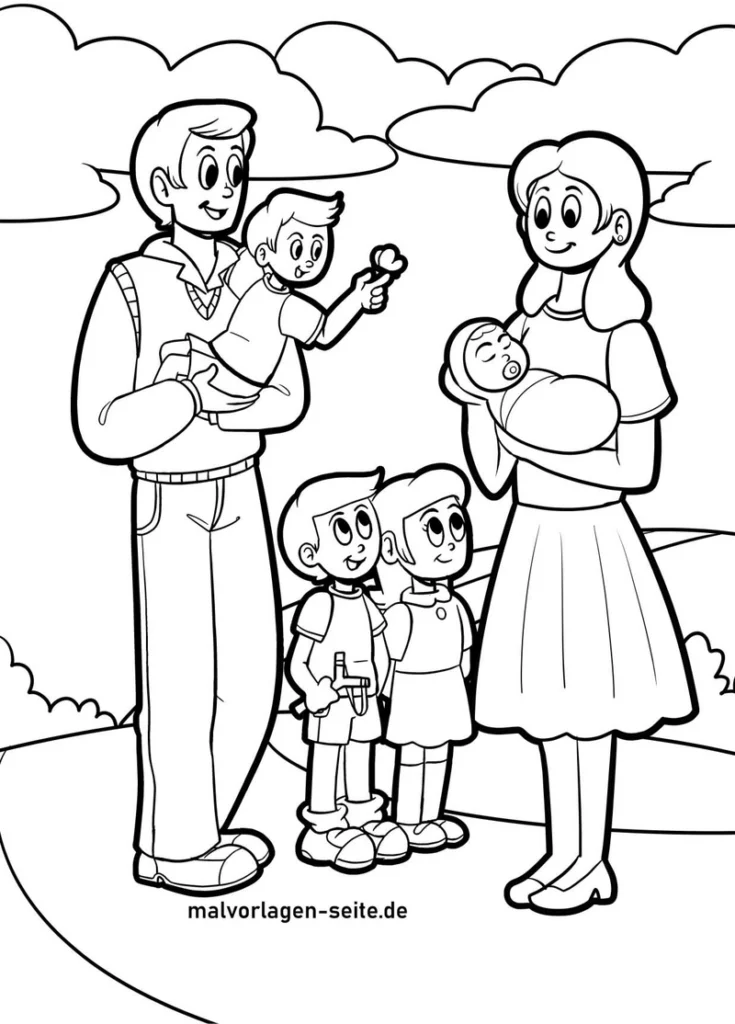 familie-mit-kindern-ausmalvorlage