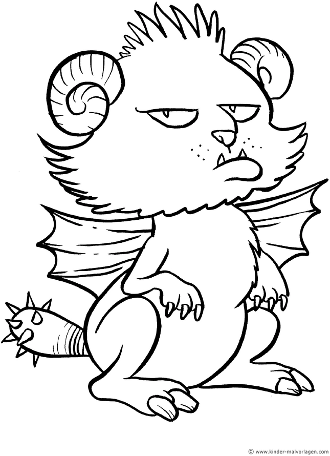 fantasievolles-monster-mit-hoernern-und-fluegeln