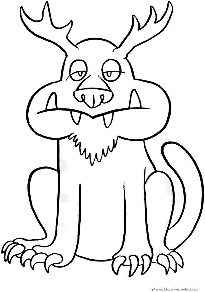 fantastisches-monster-mit-geweih-ausmalvorlage