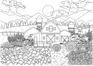farmlandschaft-mit-traktor-ausmalvorlage