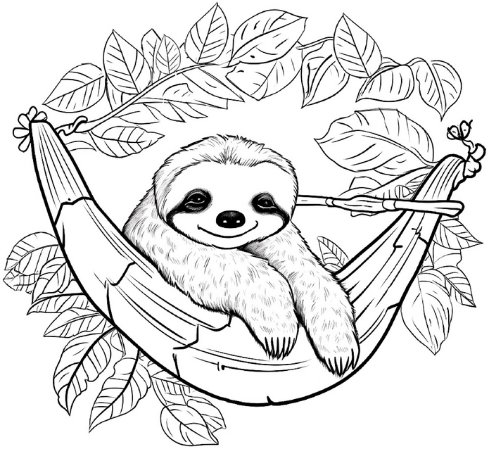 faultier-in-haengematte-ausmalbild