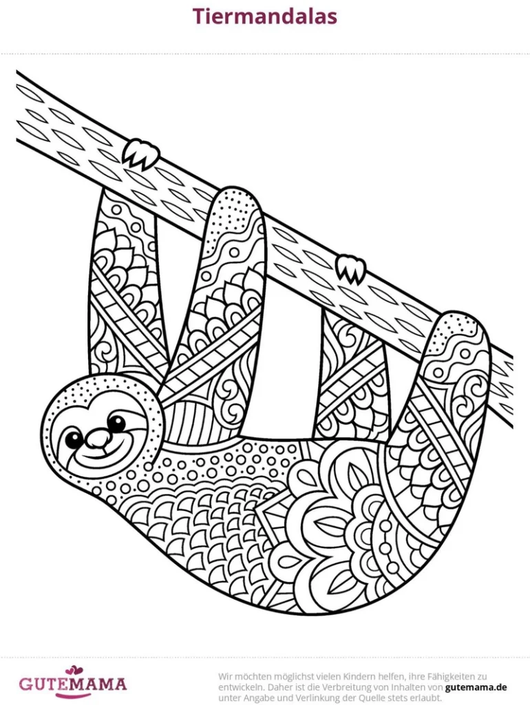 faultier-mandala-ausmalvorlage