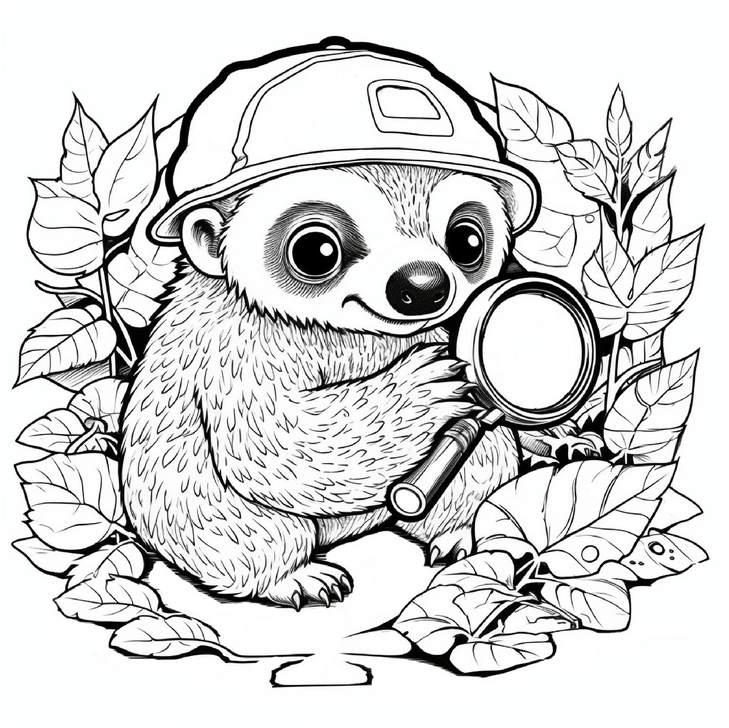 faultier-mit-lupe-in-der-natur