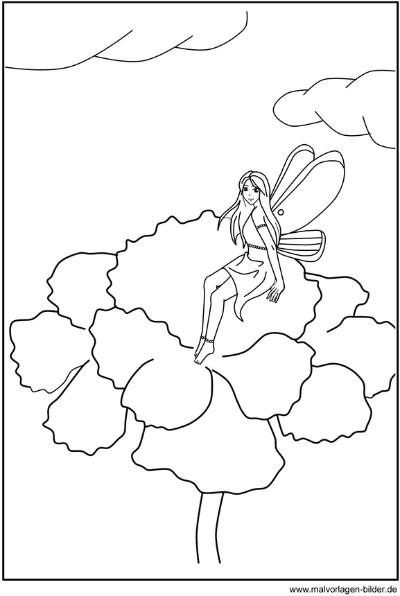 fee-auf-blume-ausmalbild