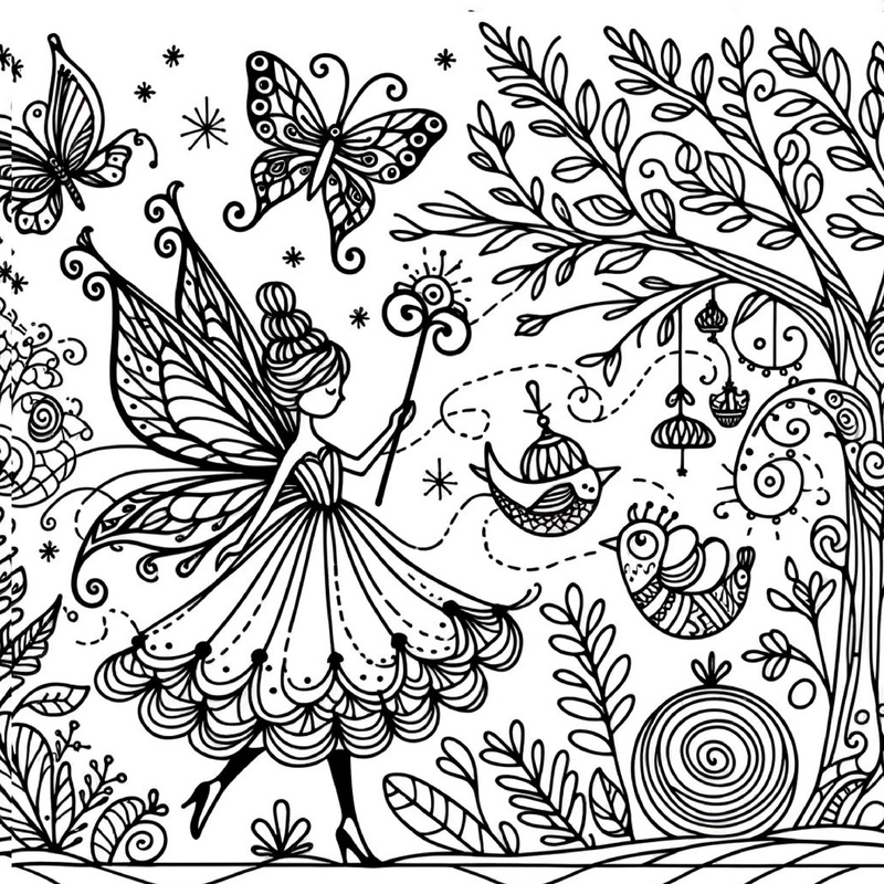 fee-im-garten-mit-schmetterlingen-und-voegeln