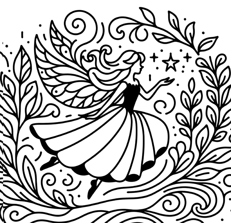 fee-in-einer-zauberhaften-umgebung-mit-pflanzen-und-sternen